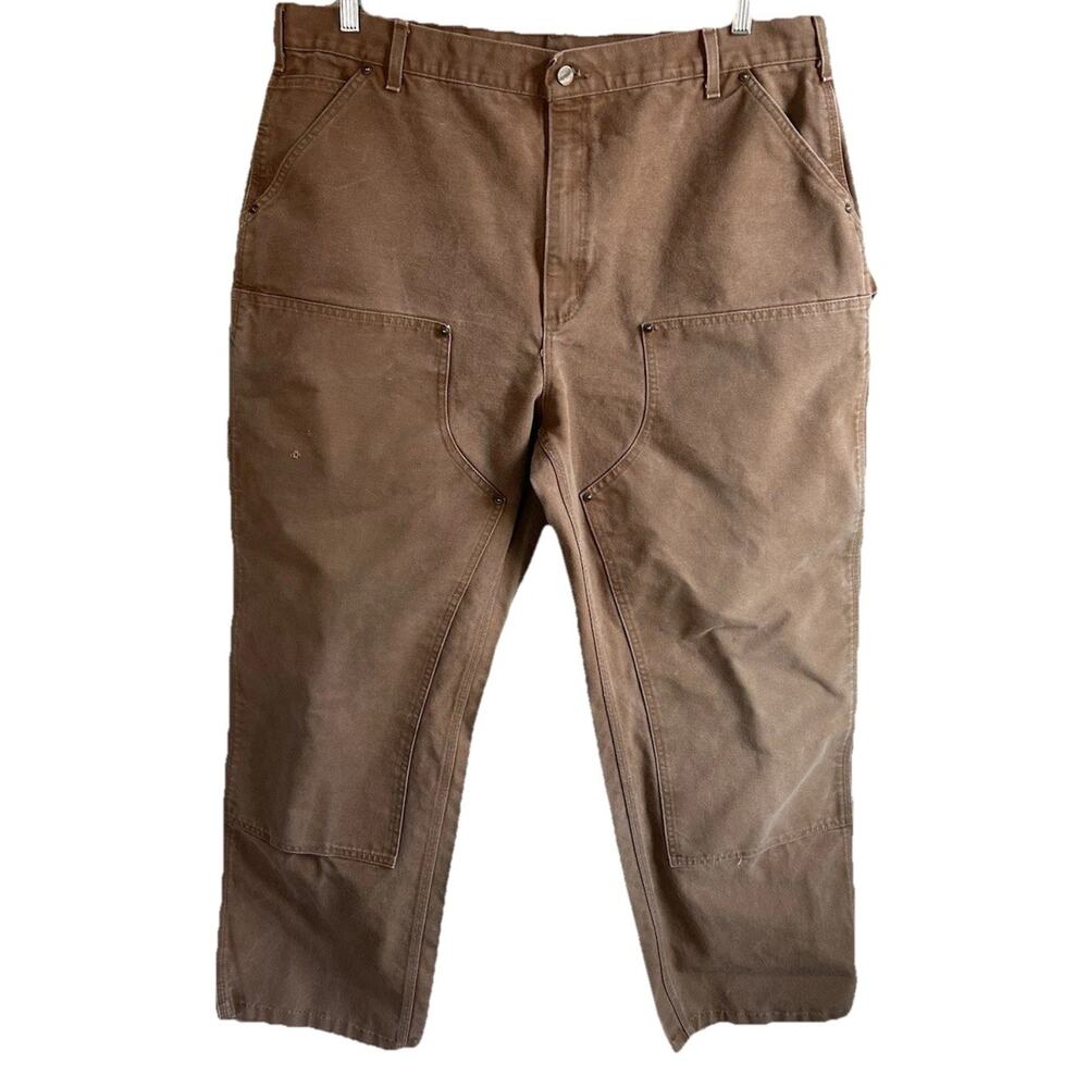 Vintage Carhartt B136 Double Knee Duck Work Pants 40x34 39x31 Brown USA Workwear